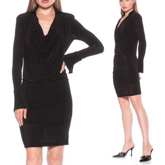 Alexa Admor Rosalie Long Sleeve Draped Shift Dress Black Whimsigoth sz XL FLAW - Picture 2 of 12
